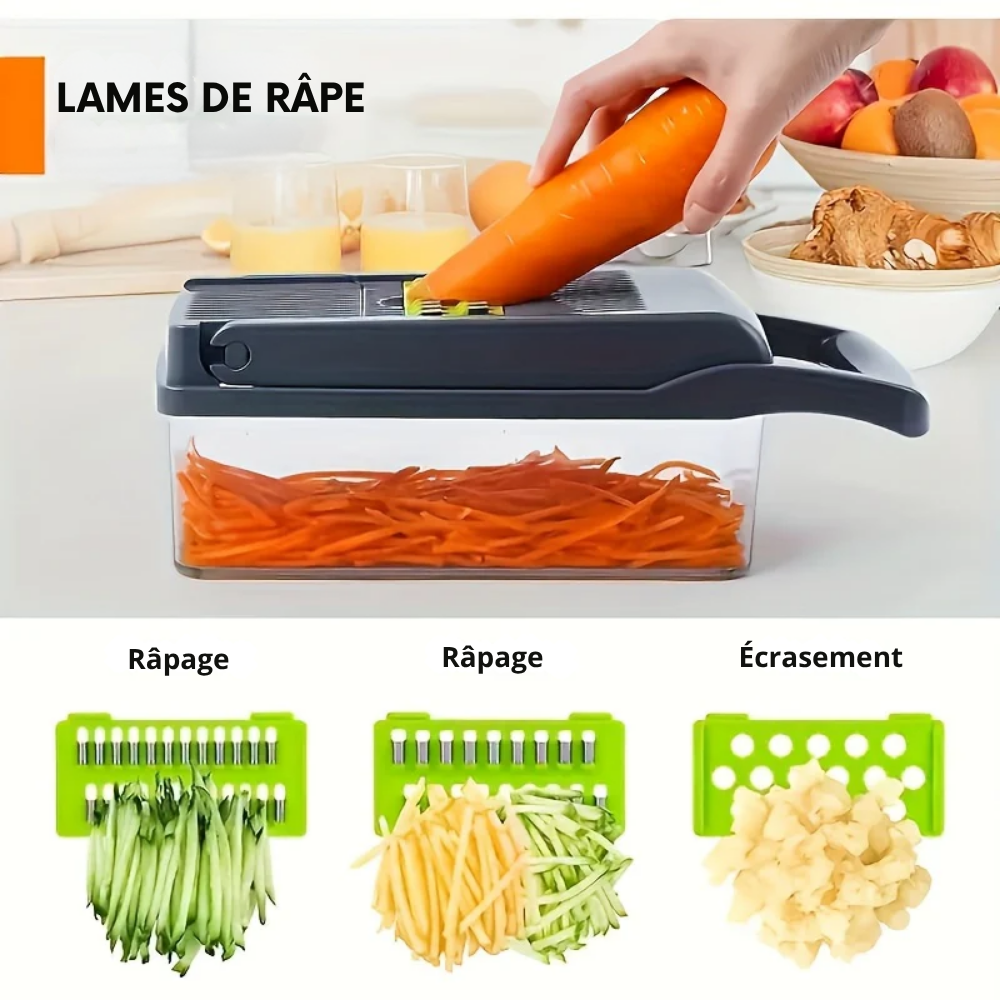Hachoir à Légumes Multifonctionnel Manuel – Coupeur, Trancheuse et Mandoline de Cuisine