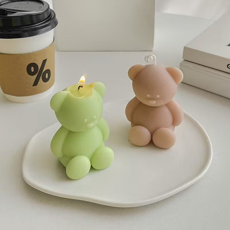 Moule à bougie en silicone en forme d'ours