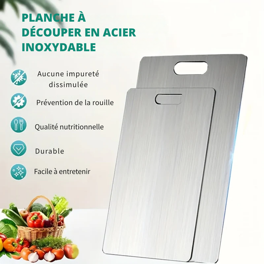 Planche à découper en acier inoxydable double face haute résistance