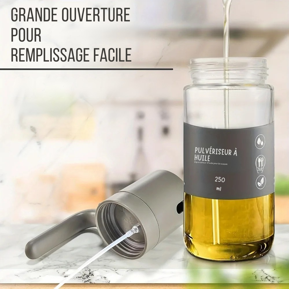 Spray huile 250 ml – Pulvérisateur en verre borosilicaté sans BPA pour cuisson, salade et BBQ