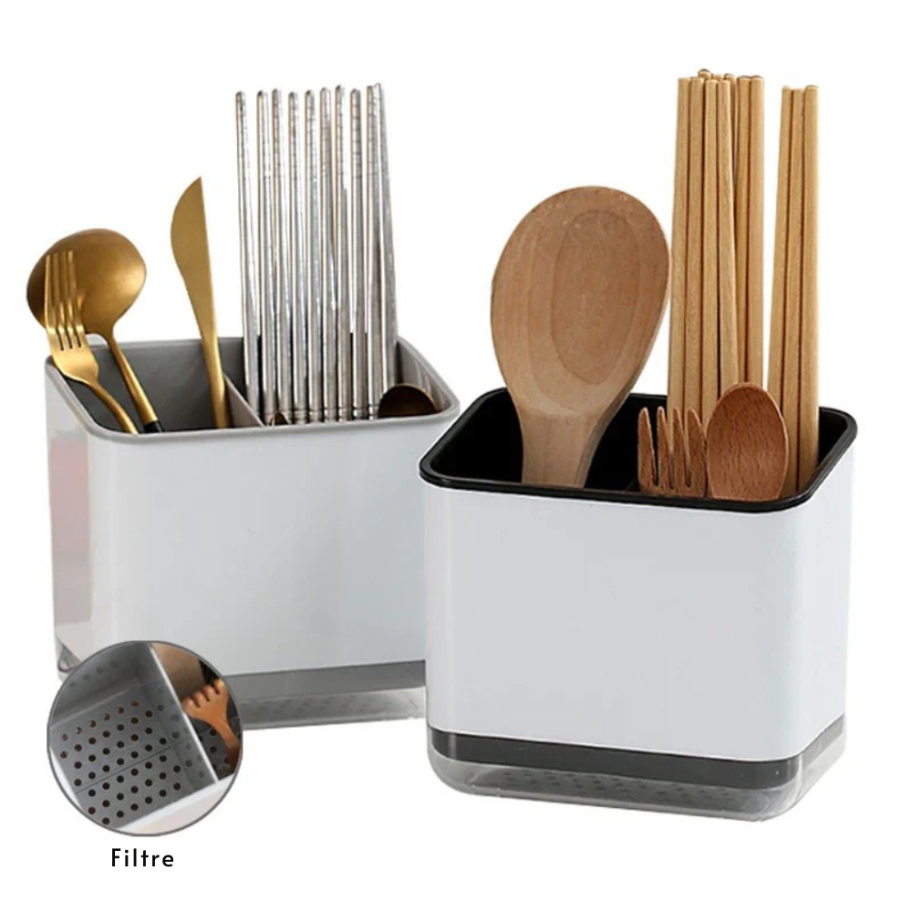 Range-couverts 2 étages – Support détachable pour baguettes, cuillères et fourchettes, organisateur de cuisine