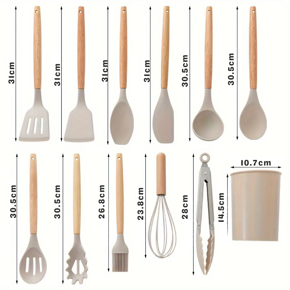 Ensemble d'Ustensiles de Cuisine en Silicone 12 Pièces