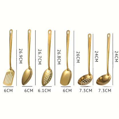 Ensemble de 6 Ustensiles de Cuisine en Acier Inoxydable