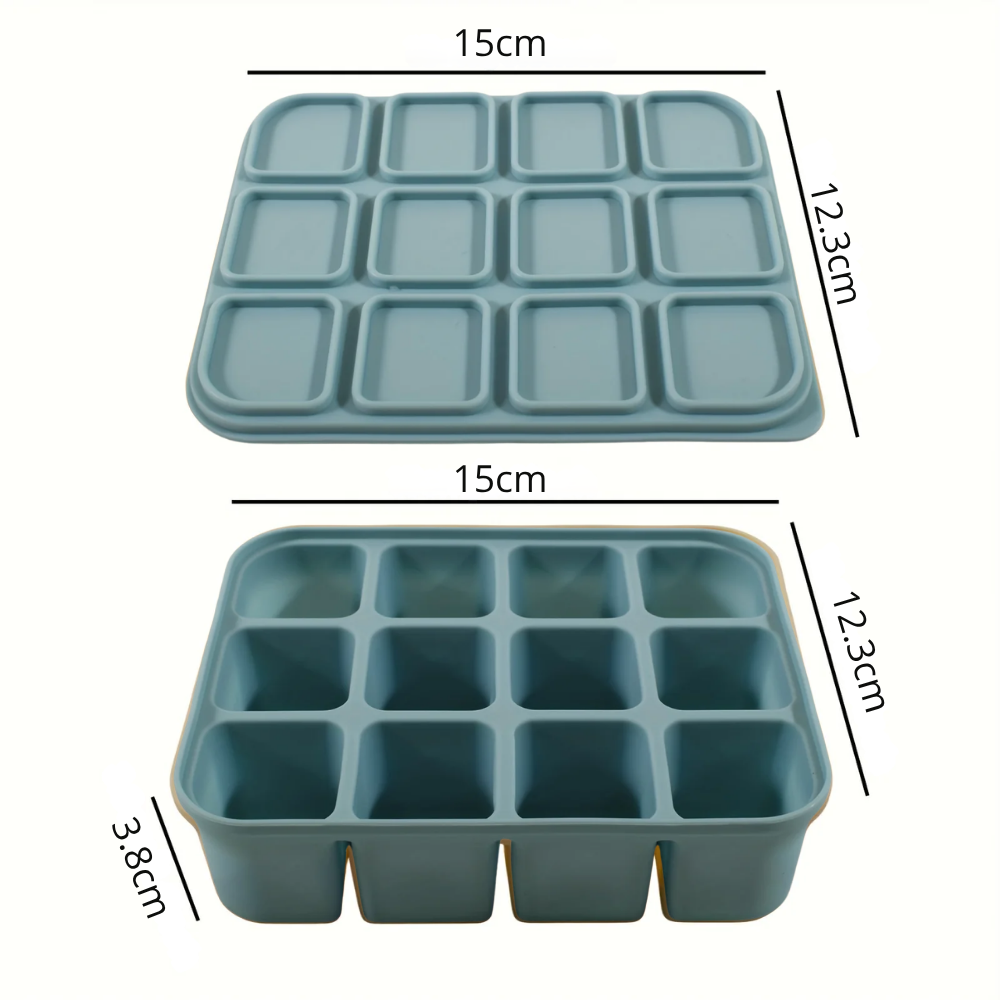 Bac à Glaçons en Silicone 12 Cubes avec Couvercle