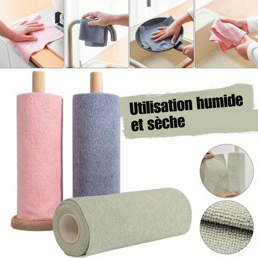 Rouleau de torchons de cuisine Réutilisables 4 m en Microfibre pour Cuisine et Maison