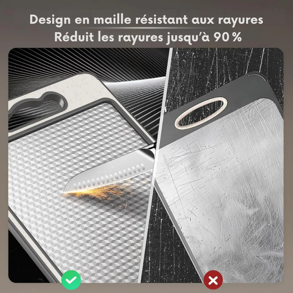 Planche à Découper Acier Inoxydable – Double Face Antidérapante