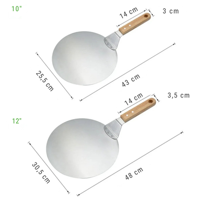Pelle à Pizza Inox 10/12 pouces – Manche Bois, Anti-Chaleur