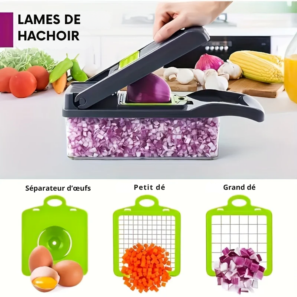 Hachoir à Légumes Multifonctionnel Manuel – Coupeur, Trancheuse et Mandoline de Cuisine
