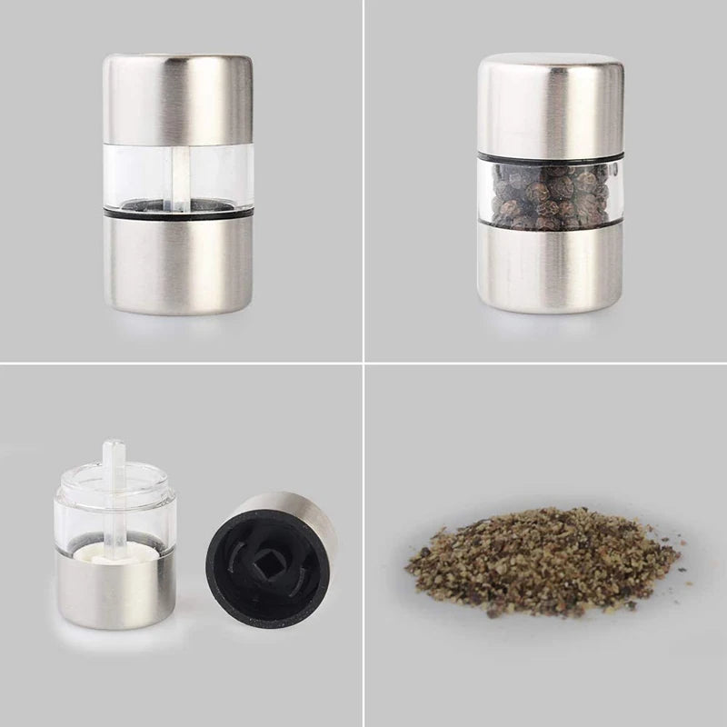Moulin à poivre manuel en acier inoxydable – Mini broyeur portable pour sel, épices et herbes