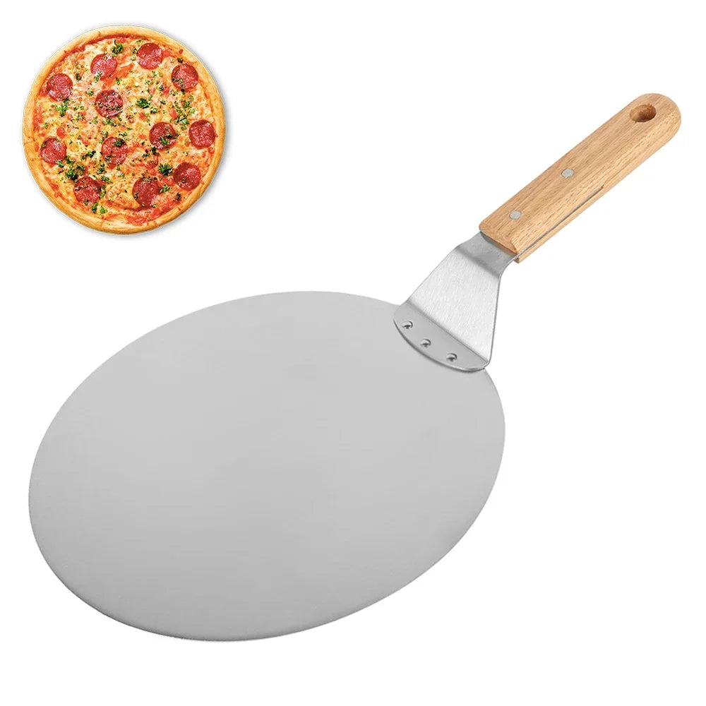 Pelle à Pizza Métal Antiadhésive avec Manche en Bois – 6,5 à 12 pouces