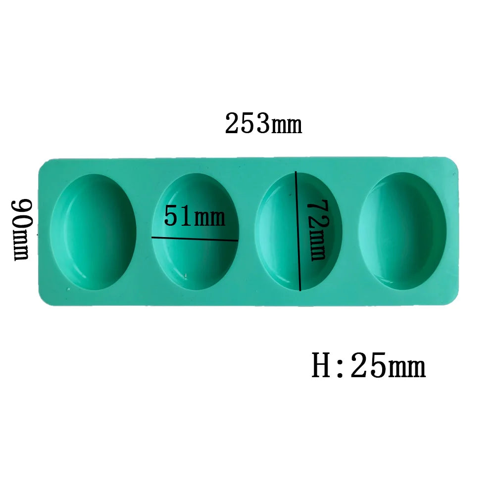 Moule en silicone ovale à 4 cavités pour savon fait main