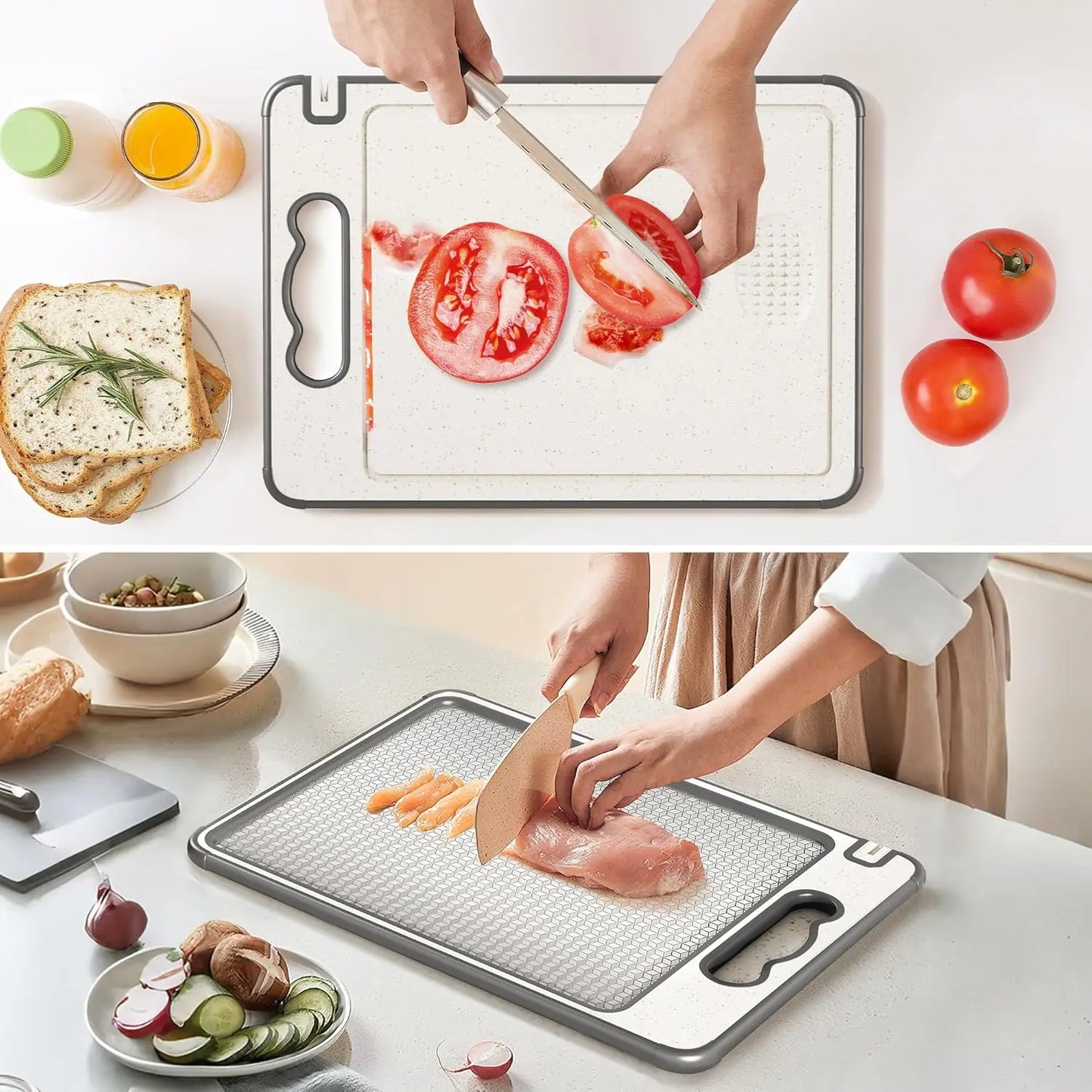 Planche à Découper Acier Inoxydable – Double Face Antidérapante