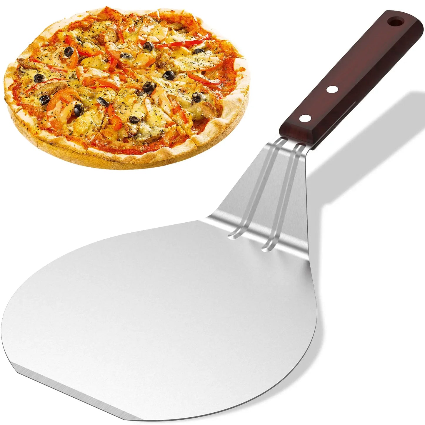 Pelle à Pizza Métal Antiadhésive avec Manche en Bois – 6,5 à 12 pouces