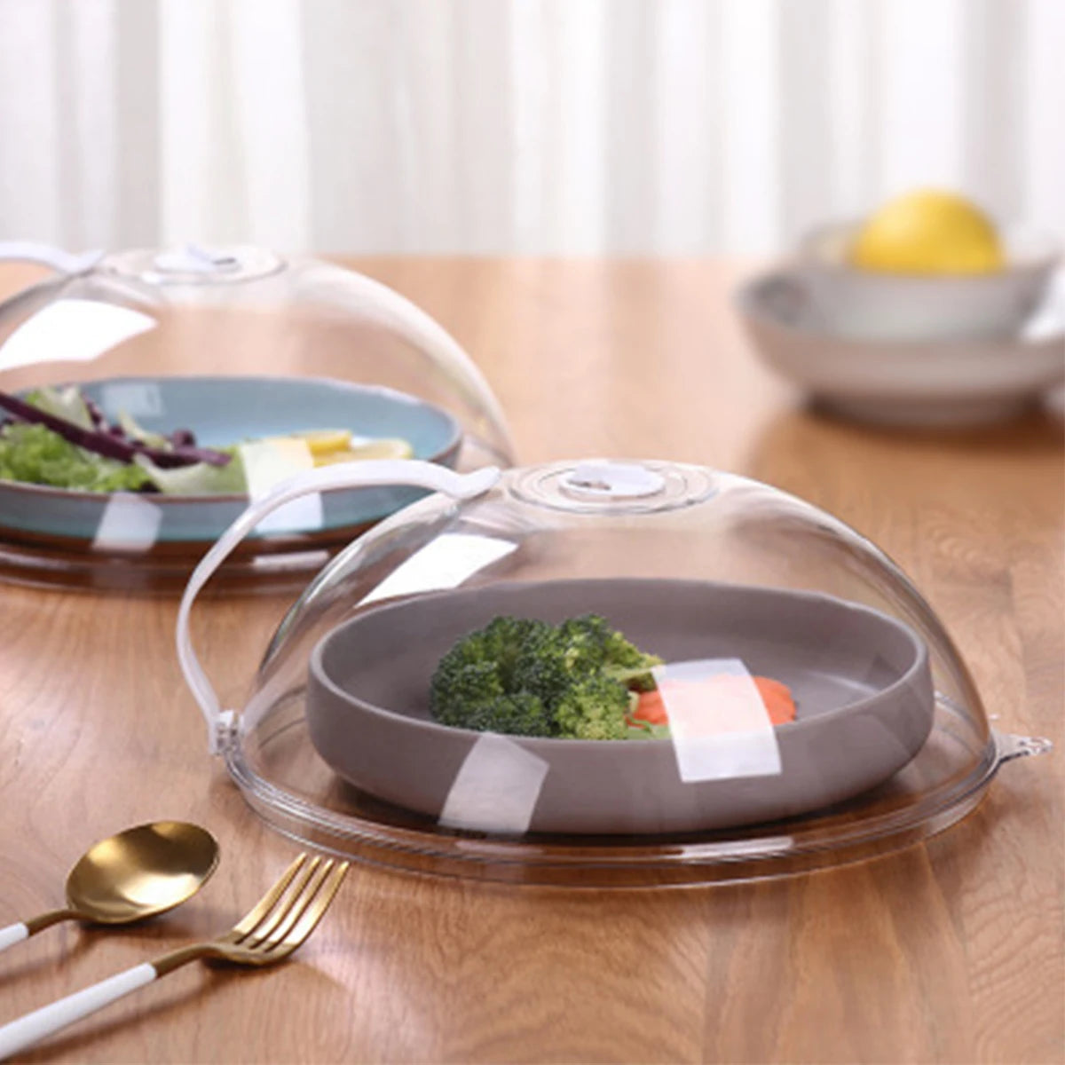 Cloche micro-ondes – Couvercle anti-projections transparent avec poignée pour cuisson et assiettes